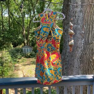 Awura’s Wardrobe Bright African Print Romper Size Small with Crossed Front Neck